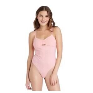 Colsie Womens Ribbed Cutout Bodysuit Pink XXL Sleeveless Sweetheart Neck New